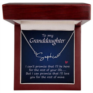 To My Granddaughter Personalized Silver Tone Name Necklace Custom Name Gi